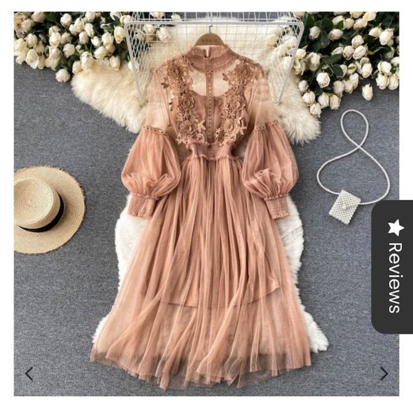 Vintage Lace Mesh Dress - Picture 1 of 3